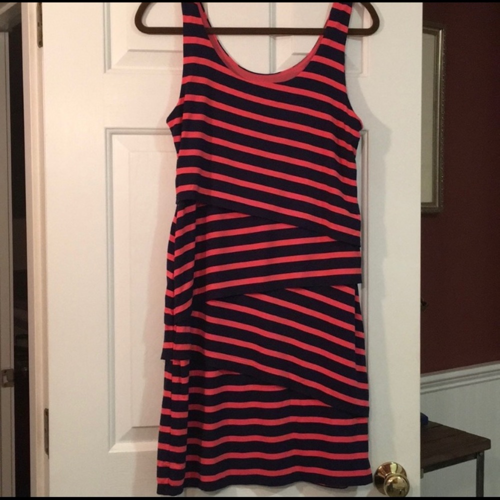 Loft dark peach and navy sleeveless dress like new